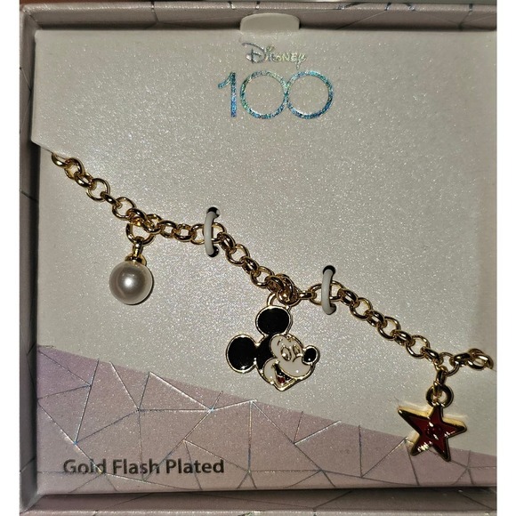 Disney Jewelry - Disney 100 Womens Mickey Charm Bracelet 6.5" Official License  LE Bracelet